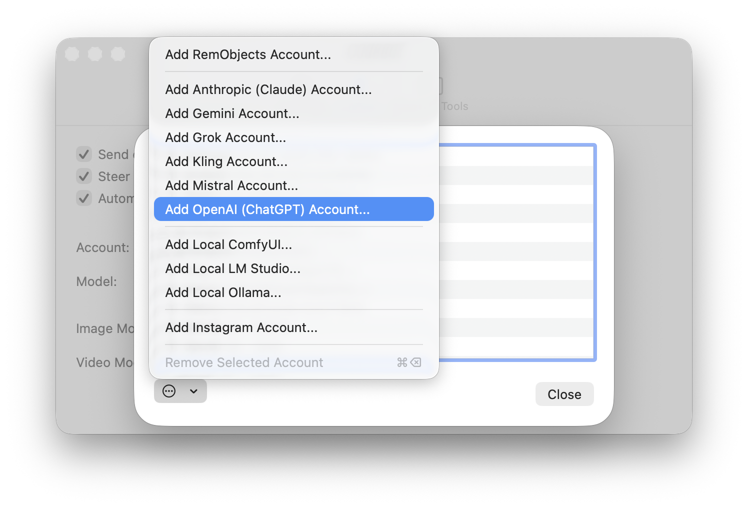 Campfire account providers and AI model configuration